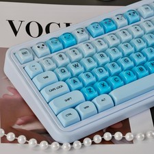 132 PCS PBT Blue Jelly Keycaps MOA Profile Fits 61/64/87/104/108 Cherry MX picture