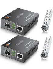 2 Pack Fiber Ethernet Media Converter, WTSFOPTC Fiber Optic Transceiver with 2 P picture