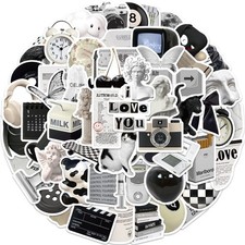 Aesthetic Stickers Black and White Sticker Pack 60PCS, Y2K 2-4 inches, Ins picture