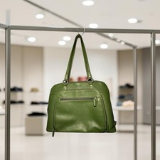 Vintage Franklin Covey Green Pebble Leather 15” Laptop Work Bag Tote Officecore picture