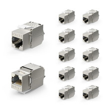 RJ45 Cat6A Shielded Keystone Jacks 12-Pack, 10Gbps Easy Toolless Jacks picture
