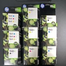 HP Genuine Original Ink Cartridges 940XL 564XL Black Color  Inkjet Lot Expired  picture