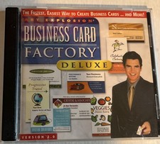 Business Card Factory Deluxe - Art Explosion (PC, 1999, 2003, 2-Disc Set).NM. QQ picture