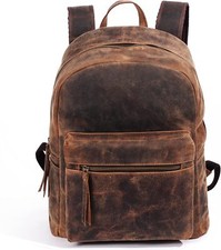 KomalC 17 inch Leather backpack rucksack laptop bag, travel hiking travel...  picture