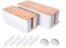 Pack 2 Cajas Organizadoras de Cables, Estilo Madera, para TV, Escritorio y Ofici picture