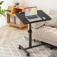Bed Desk Adjustable Overbed Bedside Table Rolling Laptop Tray Desk Cart Heigh... picture