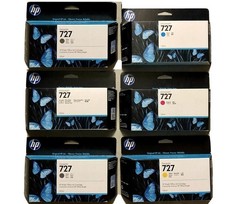 Set 6 Genuine Factory Sealed HP 727  Inkjet Cartridges 130ml (No MK) 2019-2023 picture