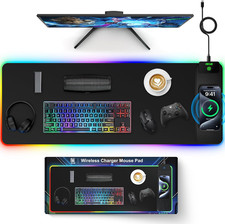 Magnetic Charging Mouse Pad, 31.5x11.81 Inch XL Gaming Mousepad, 11+5 RGB Lighti picture