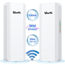 2PCS Gigabit Wireless Bridge 1200Mbps 5KM PtP PtMP Wireless CPE Extend Network picture