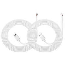 2Pcs 3m/9.84Ft USB Pigtail Cable, 5V 2.4A USB A to 2 Pin Bare Wires, White picture