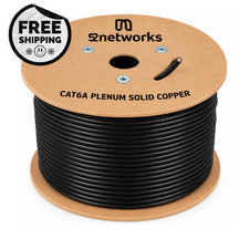 52Networks Cat6A Plenum Solid Copper 23AWG UTP 1000ft, Wooden Spool in 7 Colors picture