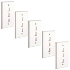 5x 3-Port/Hole 1-Gang Keystone Jack Insert Wall Plate Faceplate A/V Network picture