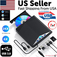 External CD DVD Drive for PC Laptop Windows 11 10 USB 3.0 Burner Reader Writer picture