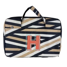 Thirty-One 31 Bags Striped Zippered Laptop Carrying Case Monogrammed H picture