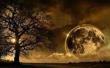 Landscape moon art fantasy sky stars sepia nature Custom Gaming Mat Desk picture