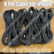 Bulk Braided USB Charger Cable Lot For iPhone 14 13 12 11 8 7 Fast Charging Cord picture
