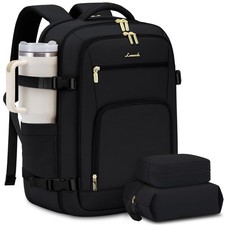LOVEVOOK Carry On Travel Backpack for Women Men 40l-17.3 Inch-3pcs, Black picture