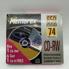 Memorex CD-RW 2 Pack 74 Minutes 650 MB Factory Sealed picture