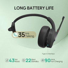 BH70 Mono Wireless Bluetooth Headset Mic Microsoft Teams Certified USB-C/A 35HR picture