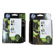 Two HP Genuine 65 Ink Cartridge 2-Pack Black & Tri-Color OEM Factory Sealed Exp picture