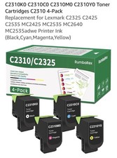 4 Pack Printer Toner Lexmark C2325 C2425 C2535 MC2425 MC2535 MC2640 New picture