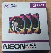 Brand New Super Flower NEON ARGB 120mm Purple Fans 3-Packs picture