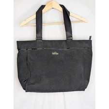 Kipling Black Nylon Laptop Tote Shoulder Bag Travel Work Gold Hardware 20x12 picture