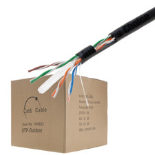 CAT6 1000FT UTP Outdoor Cable Solid Direct Burial 23 AWG 550MHz UTP Black picture