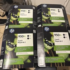 HP 950XL Black Ink Cartridges 2 Pack OEM Sealed NEW Pack of 2,  8 Total CR317BN picture