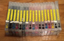 18 220 ml Cartridges for Epson Styl. 4800, Used & New. 3 Refillable Maint. Tanks picture