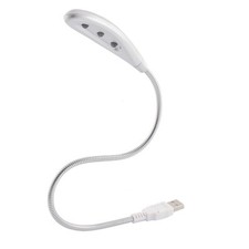 Silver Tone Flexible Gooseneck 3 LED Bulbs USB Light Lamp for Laptop picture