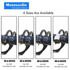 Monosaudio P901 AC EU US Standard to IEC 320 Power Cable HIFI Extension Cable picture