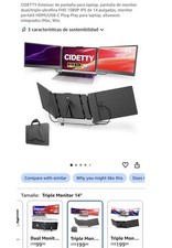 CIDETTY 14in Triple Laptop Screen Extender FHD 1080P IPS HDMI USB-C Black picture