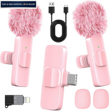 HONGJIEYUAN Pink Wireless Lavalier Microphone for iPhone & Android - picture