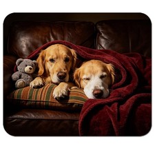 Cozy Golden Retrievers on Couch Mouse Pad 9.5