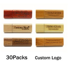 Lot 30PCS 1/2/4/8/16GB Engraved Wood USB Flash Drive Memory U Stick Custom Logo picture