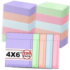 200 Pcs 4x6 Inch Small Bubble Mailers - Pastel Color - Small Mailers picture