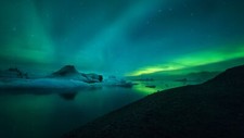Landscape mountains night lake aurorae reflection stars Custom Gaming Mat Desk picture