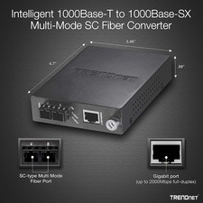 TRENDnet Intelligent 1000Base-T to 1000Base-SX Multi-Mode SC Fiber Converter picture