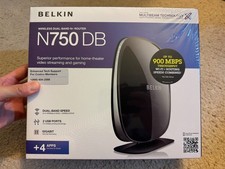 Belkin N750 DB 450 Mbps 4-Port Gigabit Wireless N Router F9K1103 TORN PLASTIC picture