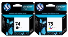 (Lot X 2) HP 74XL(BLK/WHT) & HP 75XL(TRI-COLOR-NEW READ picture
