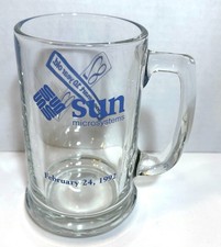 Vintage Sun Microsystems 10th Anniversary 1992 Glass Mug Tech Employee Swag picture