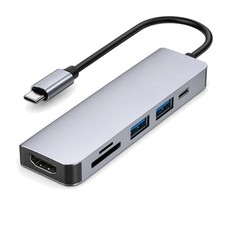 USB C Hub 6-in-1 Multiport Adapter for MacBook Pro/Air, USB C Adapter with 4K... picture