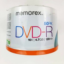 Memorex 50PK DVD-R 16X 4.7GB 120MIN Brand Factory Sealed picture
