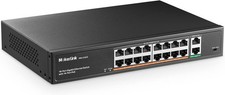 MokerLink 18 Port Gigabit PoE Unmanaged Switch, 16 PoE, 2 Uplink, Rackmount picture