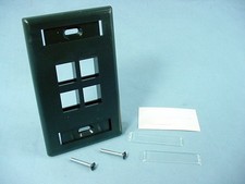 Leviton Black Quickport 1-Gang 4-Port Wallplate Cover with ID WIndow 42080-4ES picture
