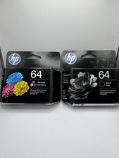 2 Pack Of HP 64 Tri-Color And Black Ink Cartridges Exp 2028 picture