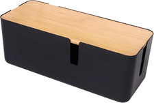 Cable Management Box with Bamboo Lid Small Cable Organizer Box for Extension Cor picture