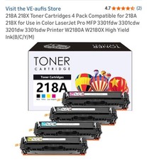 218X 218A Toner  Compatible for HP 218 Toner Cartridges 4 Pack picture