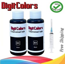 2x100ml Premium Refill Bulk Black Ink for HP Canon Epson Dell Lexmark Printers picture